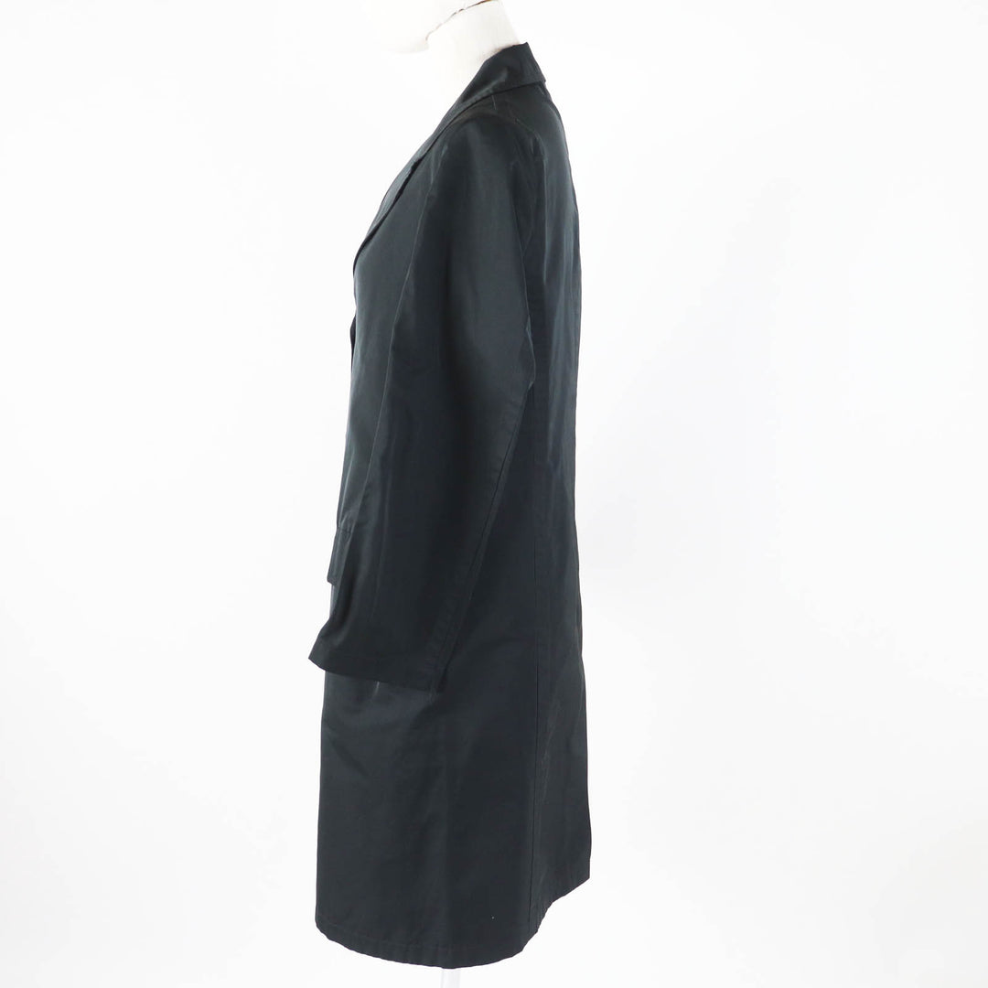 極美品◎JIL SANDER ジルサンダー シルク混 ロング丈 チェスターコート ブラック 34 イタリア製 正規品 レディース 定価217800円