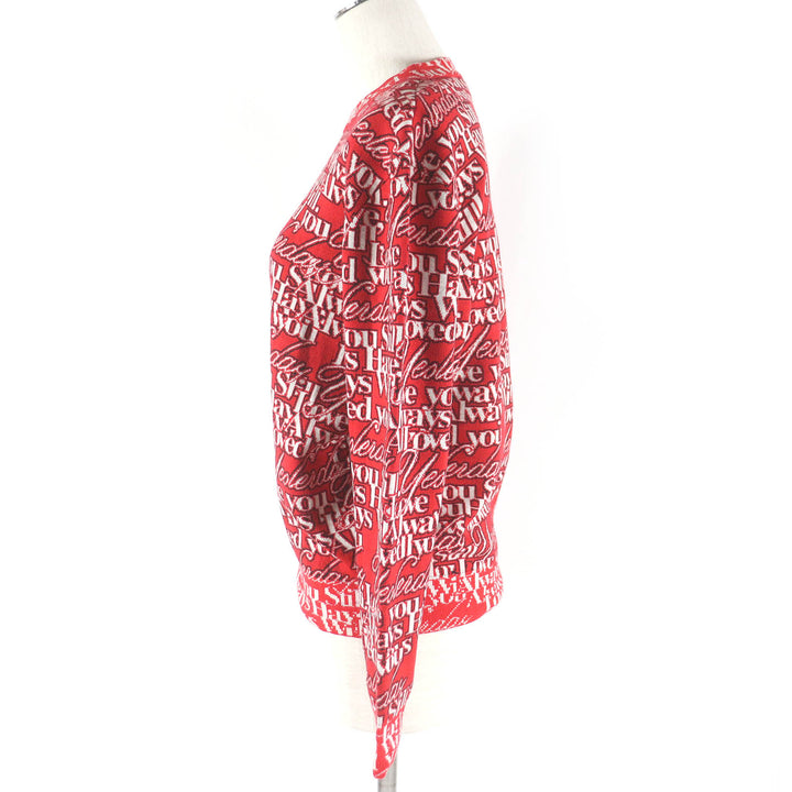 未使用品□BALENCIAGA バレンシアガ 570818 ウール I Will Always Love You 総柄 長袖ニット セーター レッド XS 正規品 レディース