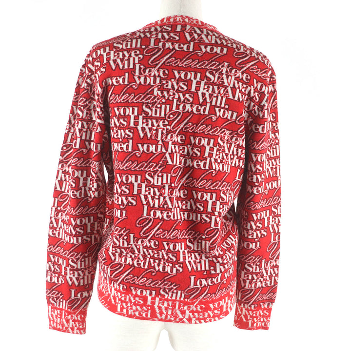 未使用品□BALENCIAGA バレンシアガ 570818 ウール I Will Always Love You 総柄 長袖ニット セーター レッド XS 正規品 レディース
