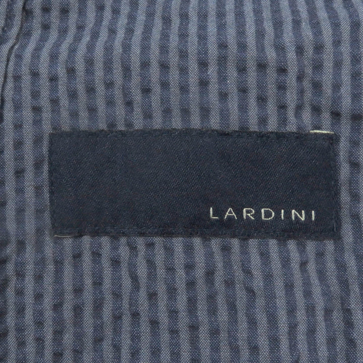 極美品□LARDINI ラルディーニ JKCM21 ストライプ シングル シアサッカー テーラードジャケット ブルー 50 イタリア製 正規品 メンズ