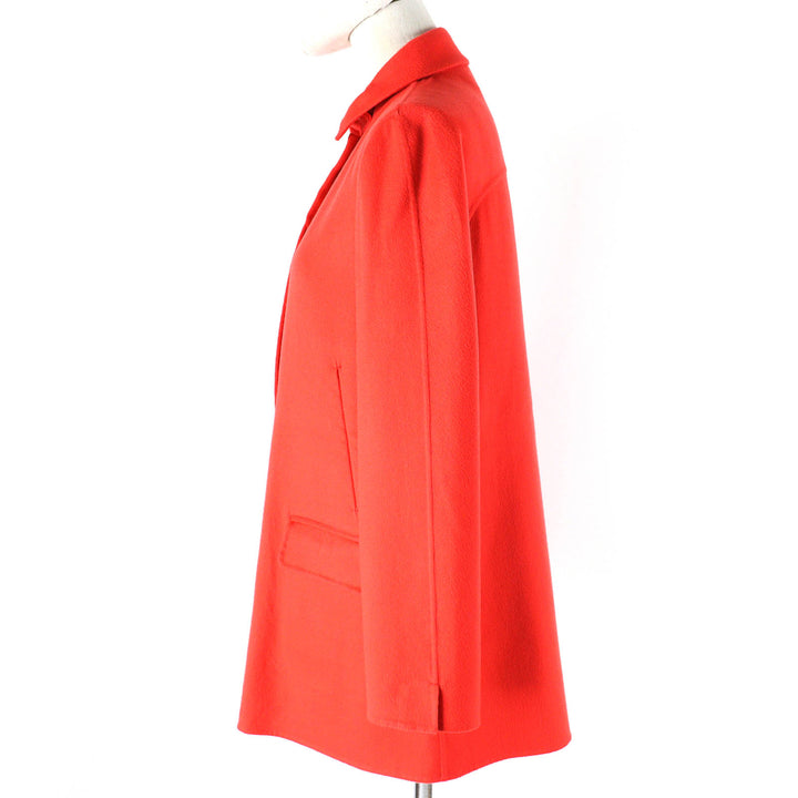 極美品△Loro Piana ロロピアーナ FAE8021 カシミヤ100％ ロゴボタン ハーフ コート 薄手 レッドオレンジ系 38 伊製 正規品 レディース