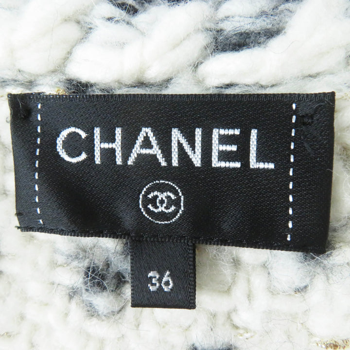 極美品◎CHANEL シャネル 2021年製 21A P71038 カシミヤ混 ランウェイ着 ロング丈 ニットベスト エクリュ ブラック ゴールド ピンク 36