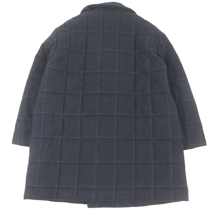 極美品□HERMES エルメス 23AW カシミヤ混 ウィンドウペン 中綿入り ダブルブレストコート ダークグレー 50 イタリア製 正規品 メンズ
