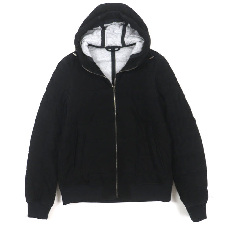 美品▼HERNO Resort ヘルノ リゾート 20SS PL002UR ヤギ革 レザー ロゴプレート・フード付き ZIPUP 中綿 ジャケット 44 正規品 メンズ