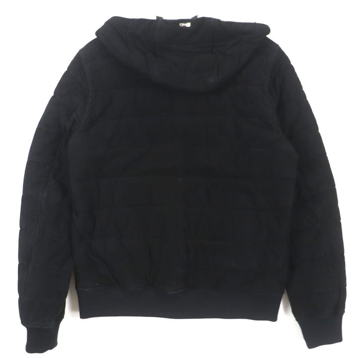 美品▼HERNO Resort ヘルノ リゾート 20SS PL002UR ヤギ革 レザー ロゴプレート・フード付き ZIPUP 中綿 ジャケット 44 正規品 メンズ