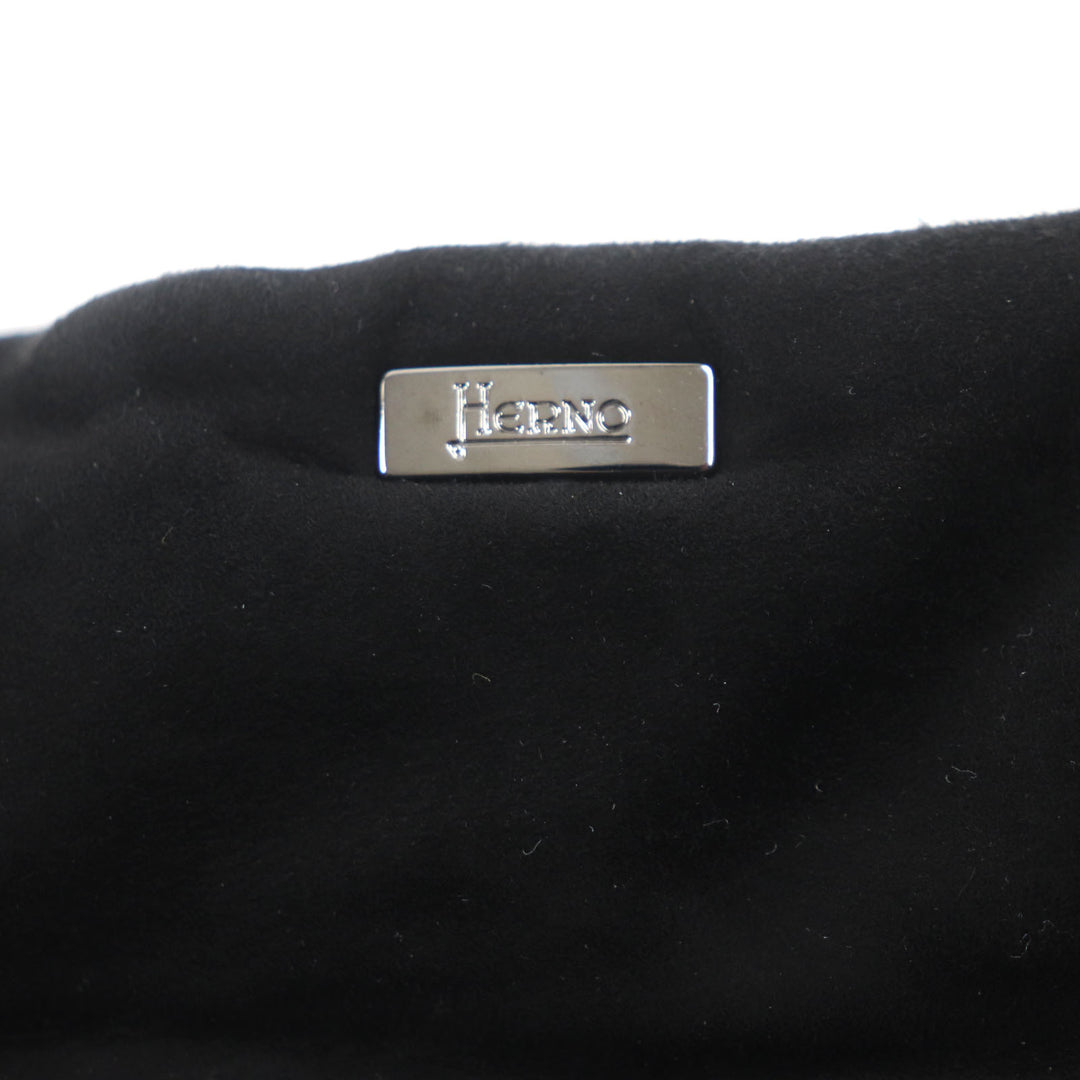 美品▼HERNO Resort ヘルノ リゾート 20SS PL002UR ヤギ革 レザー ロゴプレート・フード付き ZIPUP 中綿 ジャケット 44 正規品 メンズ