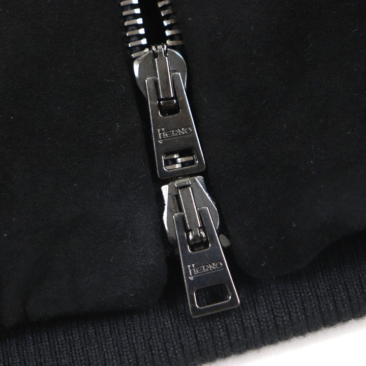 美品▼HERNO Resort ヘルノ リゾート 20SS PL002UR ヤギ革 レザー ロゴプレート・フード付き ZIPUP 中綿 ジャケット 44 正規品 メンズ