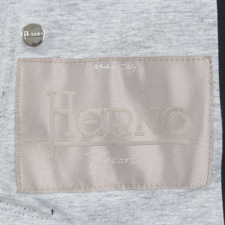美品▼HERNO Resort ヘルノ リゾート 20SS PL002UR ヤギ革 レザー ロゴプレート・フード付き ZIPUP 中綿 ジャケット 44 正規品 メンズ