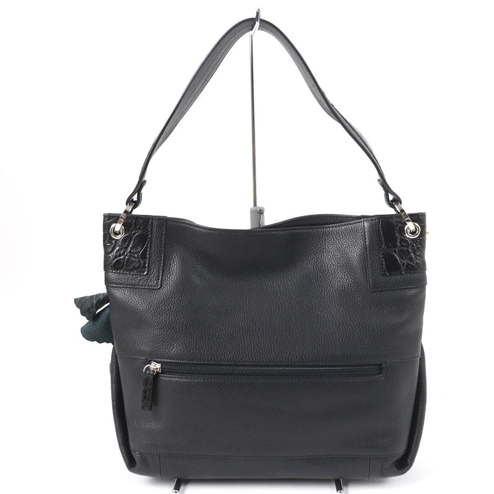 未使用品☆BEAUGRAND ボーグラン JRAタグ・チャーム付 クロコレザー使い レザー 2WAY ショルダー・ハンドバッグ ブラック レディース