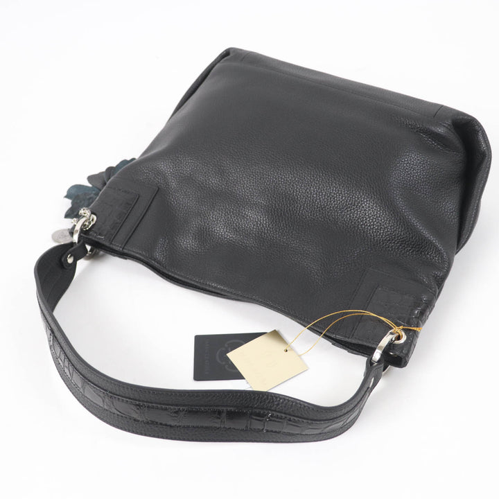 未使用品☆BEAUGRAND ボーグラン JRAタグ・チャーム付 クロコレザー使い レザー 2WAY ショルダー・ハンドバッグ ブラック レディース