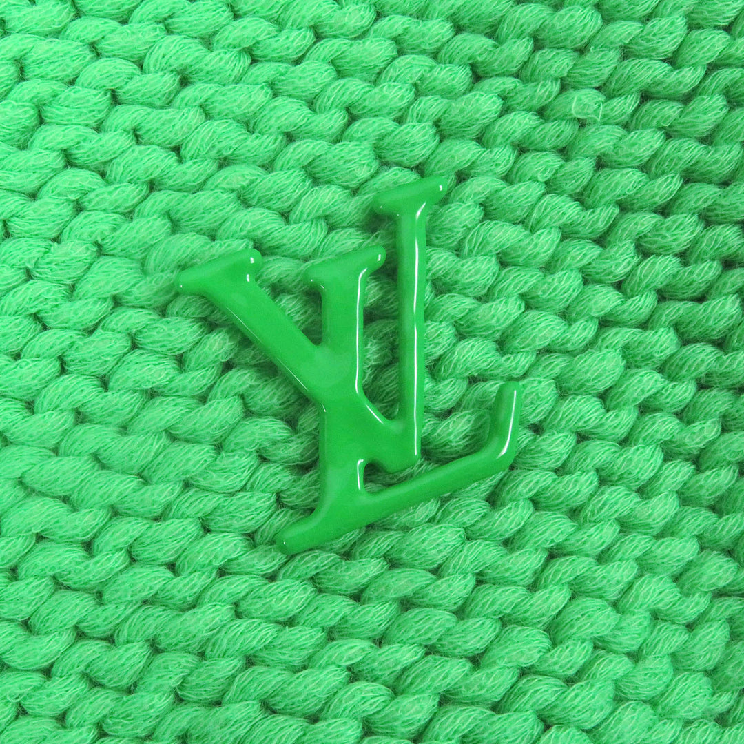 未使用品□LOUIS VUITTON ルイヴィトン 23AW LVロゴ金具 ハンドニットモノグラム コットン クルーネック セーター L イタリア製 正規品
