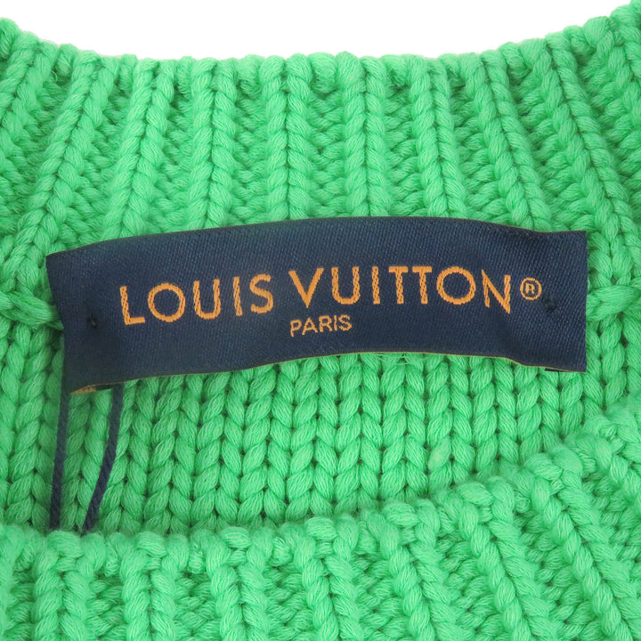未使用品□LOUIS VUITTON ルイヴィトン 23AW LVロゴ金具 ハンドニットモノグラム コットン クルーネック セーター L イタリア製 正規品