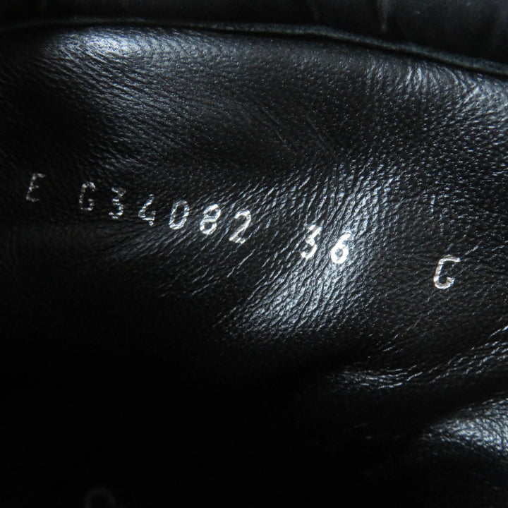 美品◎CHANEL シャネル G34082 COCONEIGE ココネージュ ココマーク レザー使い ナイロン ショート ブーツ ブラック シルバー金具 36