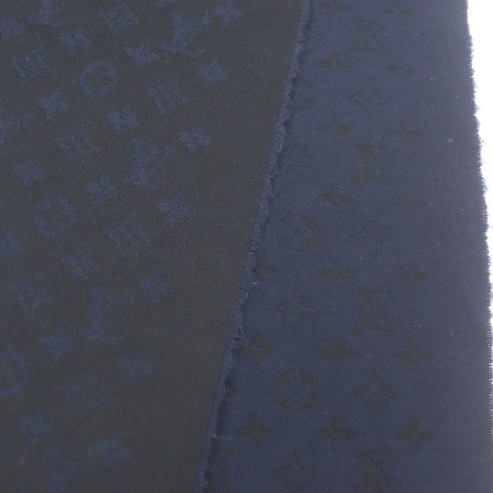 美品□LOUIS VUITTON ルイヴィトン M71615 カシミヤ100％ モノグラム フリンジ ストール マフラー ブラック ネイビー イタリア製正規品