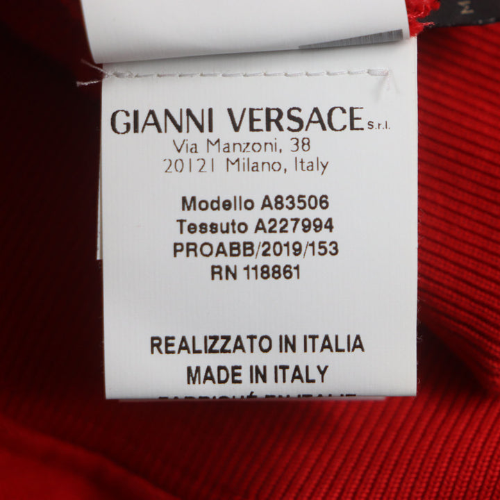 美品▼VERSACE ヴェルサーチ コットン100% メデューサプリント ロゴ刺繍 フーディ プルオーバー パーカー レッド S 伊製 正規品 メンズ