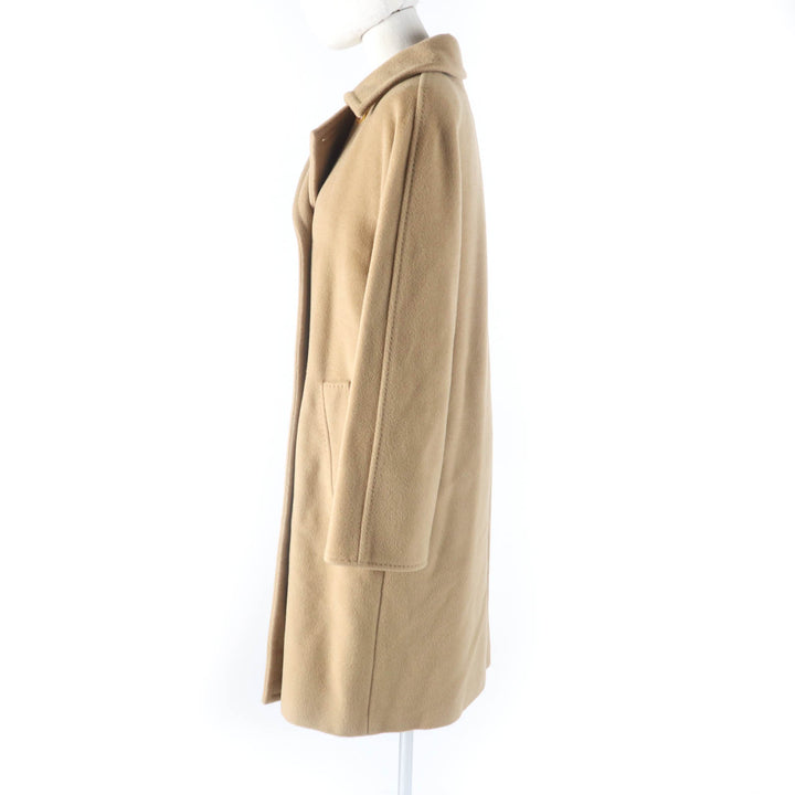 美品★Max Mara マックスマーラ カシミヤ混 白タグ 50周年限定 ロゴボタン付 ダブルブレスト ロング コート 38 ハンガー・ガーメント付
