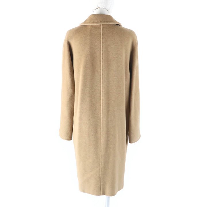 美品★Max Mara マックスマーラ カシミヤ混 白タグ 50周年限定 ロゴボタン付 ダブルブレスト ロング コート 38 ハンガー・ガーメント付
