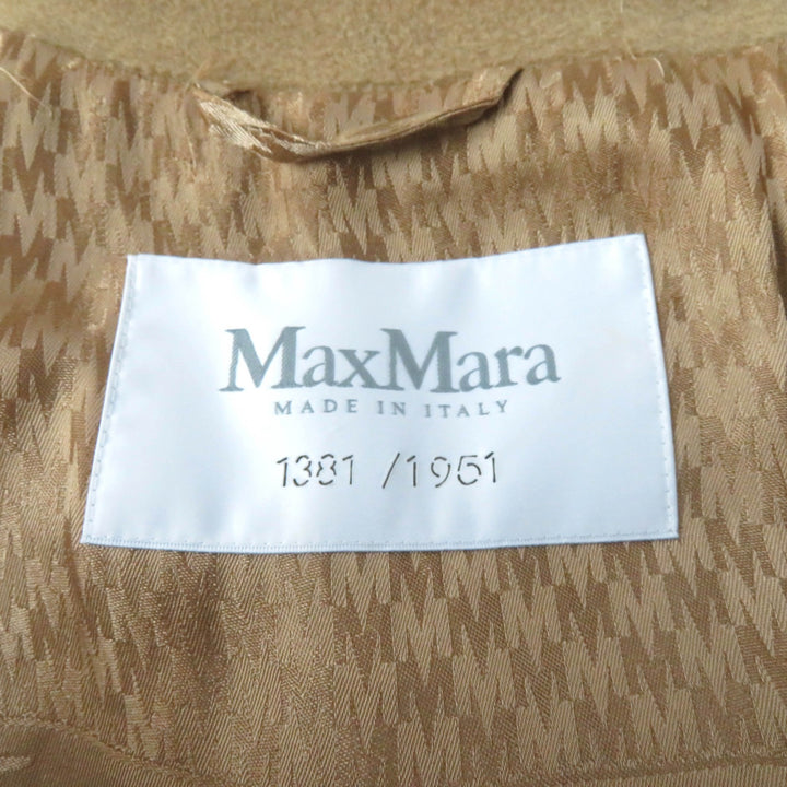 美品★Max Mara マックスマーラ カシミヤ混 白タグ 50周年限定 ロゴボタン付 ダブルブレスト ロング コート 38 ハンガー・ガーメント付