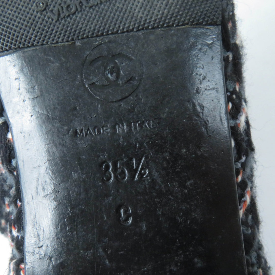 美品☆CHANEL シャネル G27884 ココマーク バックZIP ツイード フラット ロングブーツ マルチカラー 35.5 イタリア製 レディース
