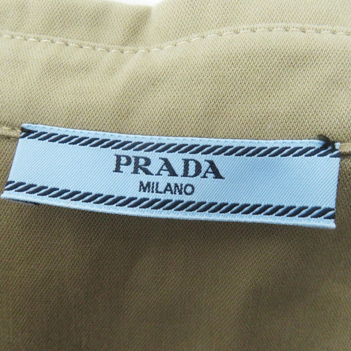 極美品◎PRADA プラダ 2023年製 P293HT コットン トライアングルロゴベルト付 半袖 オールインワン／ジャンプスーツ ベージュ系 36 正規品