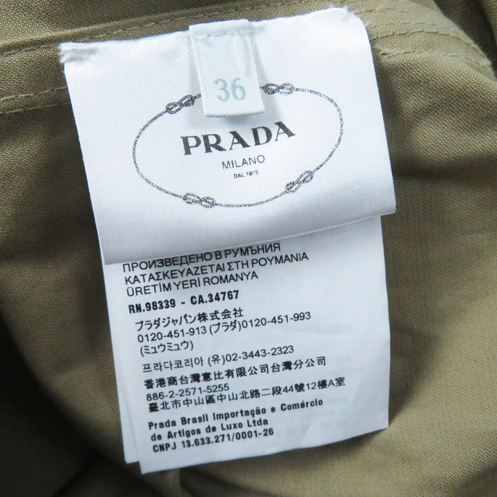 極美品◎PRADA プラダ 2023年製 P293HT コットン トライアングルロゴベルト付 半袖 オールインワン／ジャンプスーツ ベージュ系 36 正規品