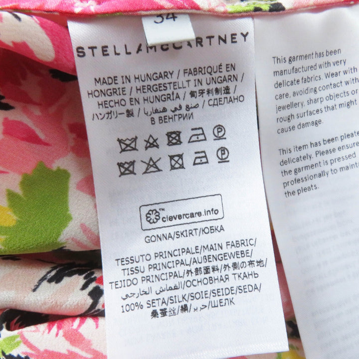 極美品◎Stella McCartney ステラマッカートニー 21SS 602927 シルク100％ フローラルプリント ロングフレアスカート ピンク系 34 正規品
