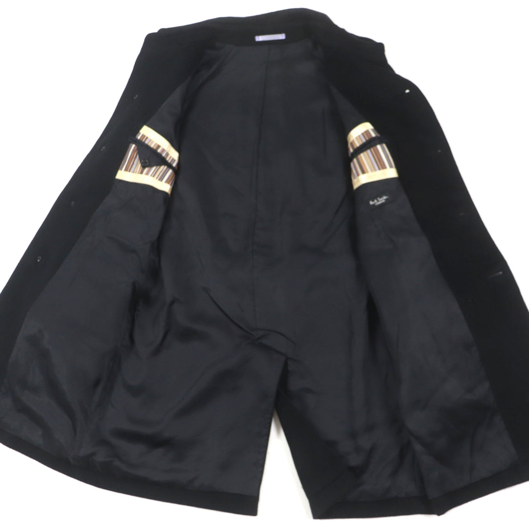 美品▼Paul Smith LONDON ポールスミスロンドン アンゴラ100% トレンチコート ブラック M 日本製 正規品 メンズ ビジネスおすすめ◎
