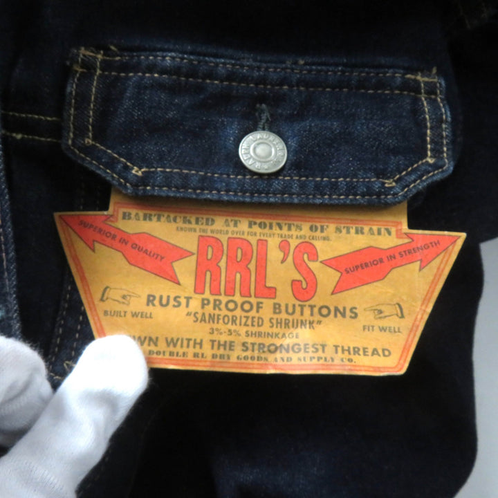 未使用品★RRL ダブルアールエル ロゴボタン付 長袖 デニム ジャンプスーツ オールインワン インディゴ 2 正規品 レディース