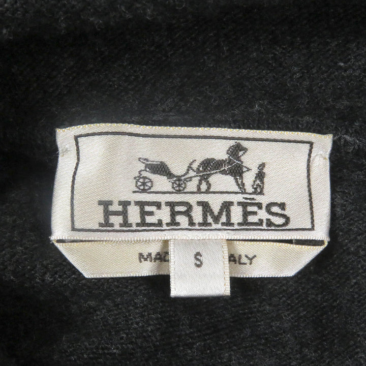 美品□HERMES エルメス 20AW ウール カシミヤ Hロゴ プルオーバーフーディー ニットパーカー ダークグレー S イタリア製 正規品 メンズ