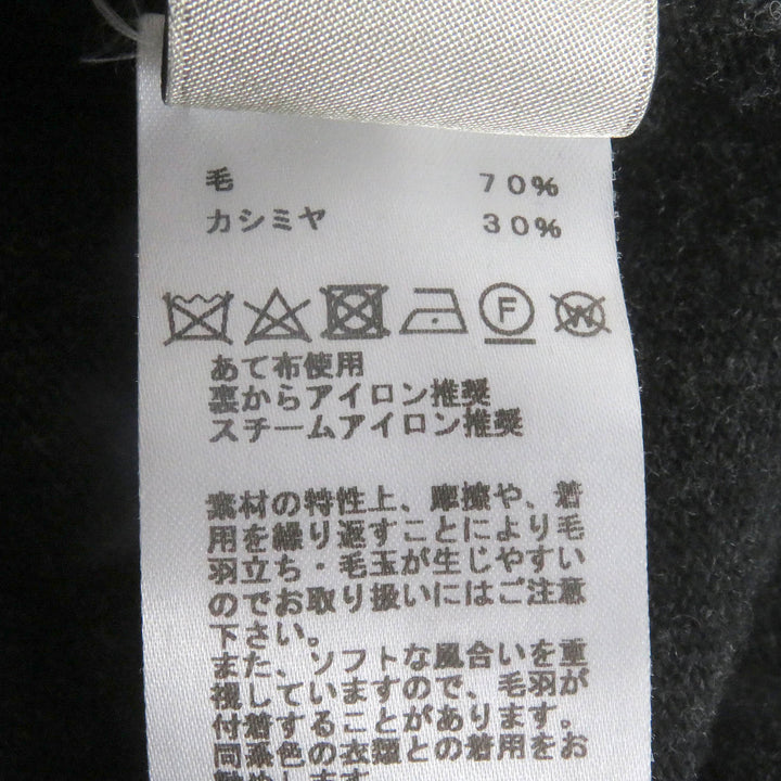 美品□HERMES エルメス 20AW ウール カシミヤ Hロゴ プルオーバーフーディー ニットパーカー ダークグレー S イタリア製 正規品 メンズ
