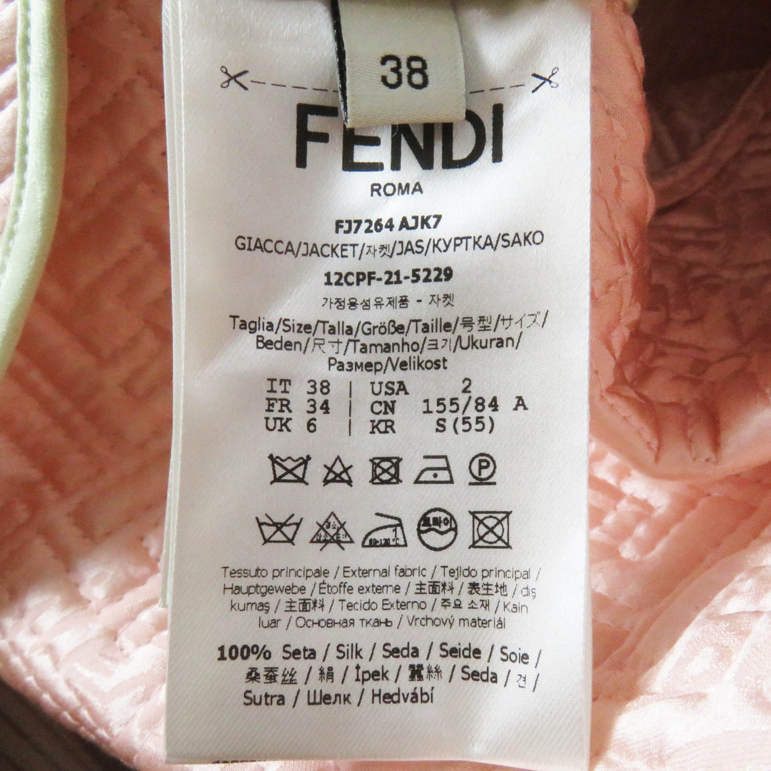 未使用品◎FENDI フェンディ 22SS FJ7264 by Kim Jones Hairdo Girls シルク100％ ベルト付 FFロゴ ズッカ柄 キルティングジャケット 38