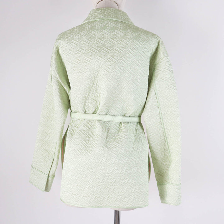 未使用品◎FENDI フェンディ 22SS FJ7264 by Kim Jones Hairdo Girls シルク100％ ベルト付 FFロゴ ズッカ柄 キルティングジャケット 38