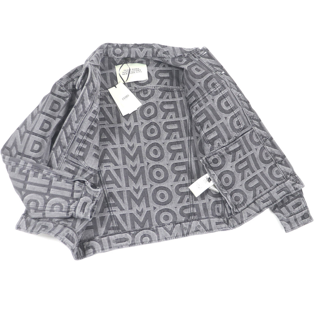 未使用品□FENDI MARC JACOBS フェンディ×マークジェイコブス 2022年 FW1027 ロゴ総柄 トラッカージャケット デニムジャケット 46 正規品