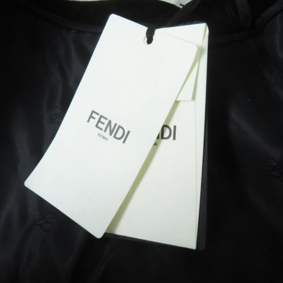 未使用品◎FENDI フェンディ 2021年製 FJ7223 シルク混 ベルベット クロップド丈 ジャケット ブラック 40 イタリア製 正規品 レディース