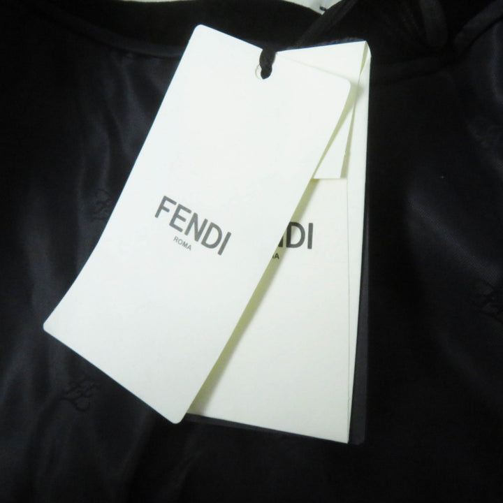 未使用品◎FENDI フェンディ 2021年製 FJ7223 シルク混 ベルベット クロップド丈 ジャケット ブラック 40 イタリア製 正規品 レディース
