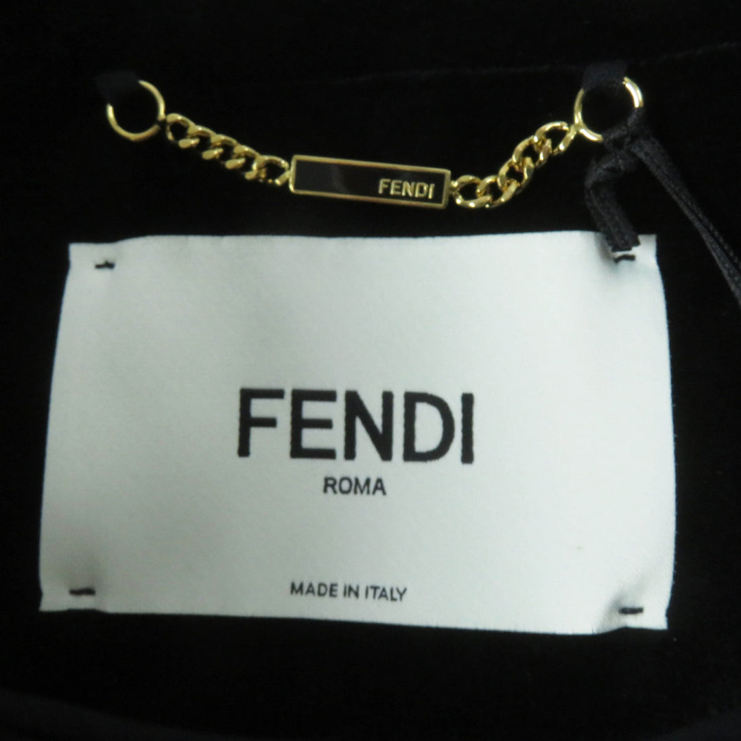 未使用品◎FENDI フェンディ 2021年製 FJ7223 シルク混 ベルベット クロップド丈 ジャケット ブラック 40 イタリア製 正規品 レディース