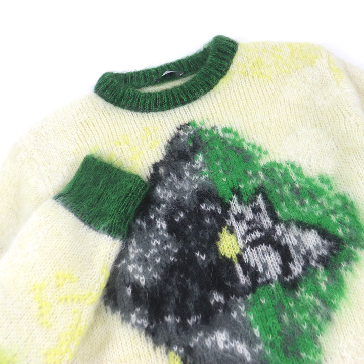 極美品□DIOR Peter Doig ディオールオム ピータードイグ 21AW 143M645CT273 モヘア混 アニマル セーター イエロー S イタリア製 正規品