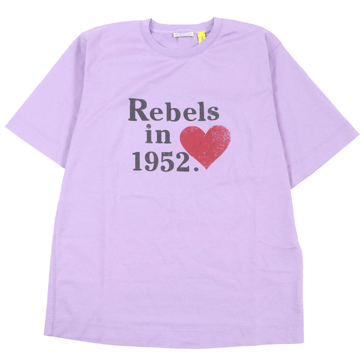 未使用品□MONCLER GENIUS 2 モンクレール ジーニアス 2 T-SHIRT GIROCOLLO コットン プリントデザイン 半袖Ｔシャツ パープル S 正規品