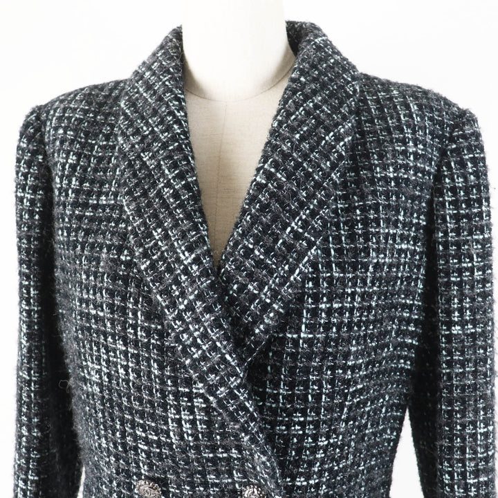 極美品◎CHANEL シャネル 22-23AW 22B P73315 Pre-Collection Look47 ココマークボタン付き ツイードジャケット ブラック ターコイズ 38