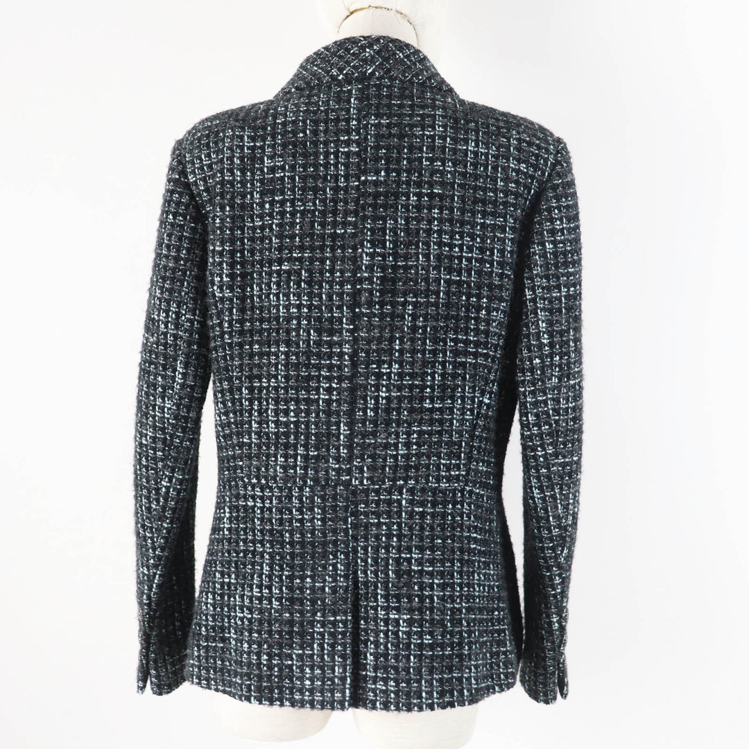 極美品◎CHANEL シャネル 22-23AW 22B P73315 Pre-Collection Look47 ココマークボタン付き ツイードジャケット ブラック ターコイズ 38