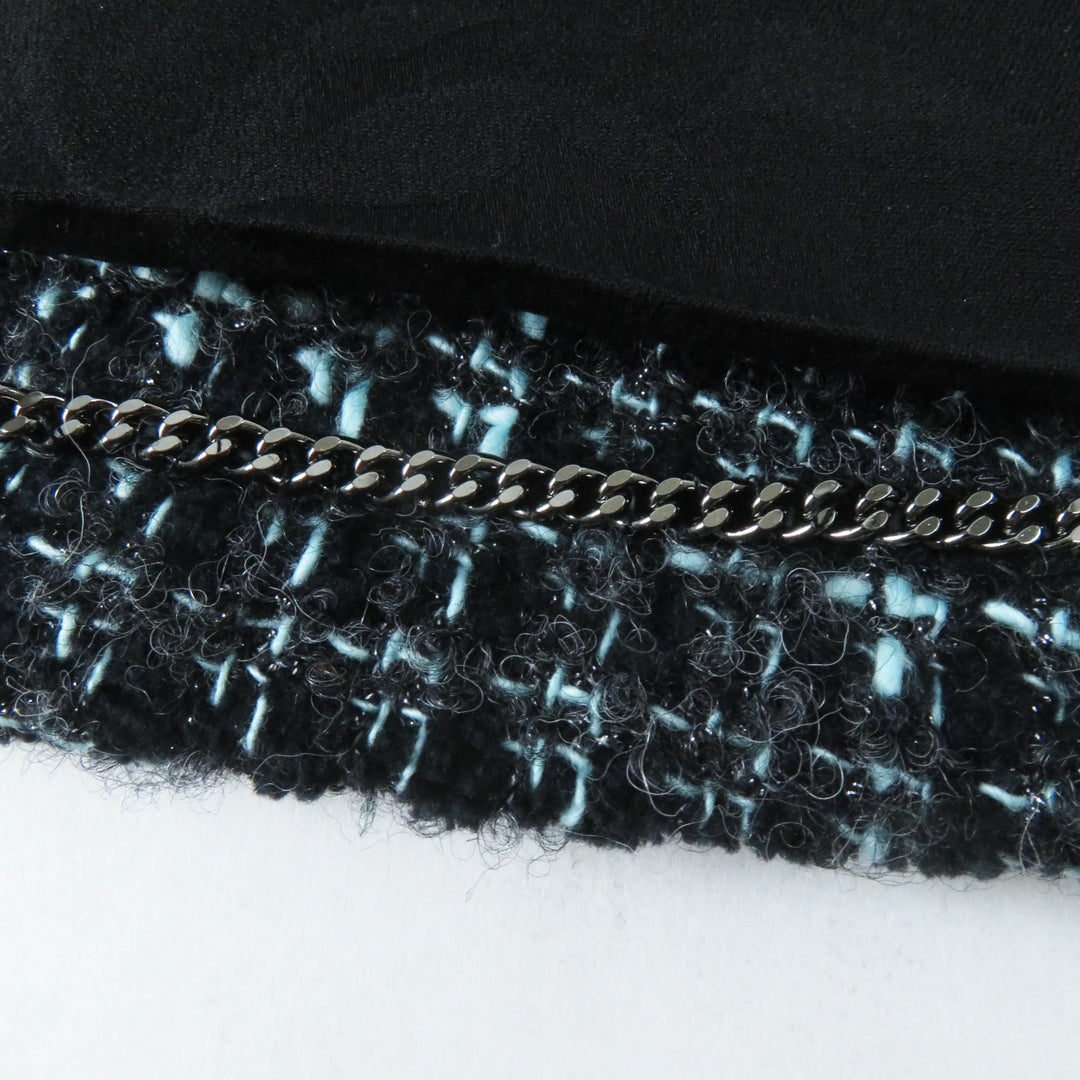 極美品◎CHANEL シャネル 22-23AW 22B P73315 Pre-Collection Look47 ココマークボタン付き ツイードジャケット ブラック ターコイズ 38