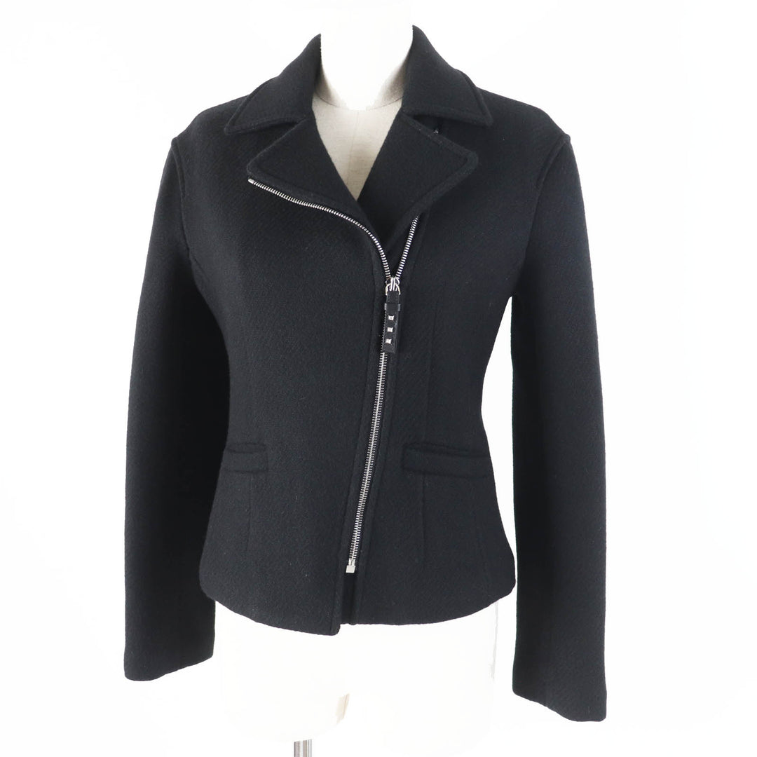 極美品◎HERMES エルメス 23AW 3H0208DW カシミヤ100％ 羊革 メドール金具 中綿入り ジャケット ブラック 34 仏製 正規品 レディース