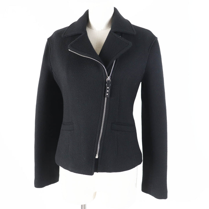 極美品◎HERMES エルメス 23AW 3H0208DW カシミヤ100％ 羊革 メドール金具 中綿入り ジャケット ブラック 34 仏製 正規品 レディース
