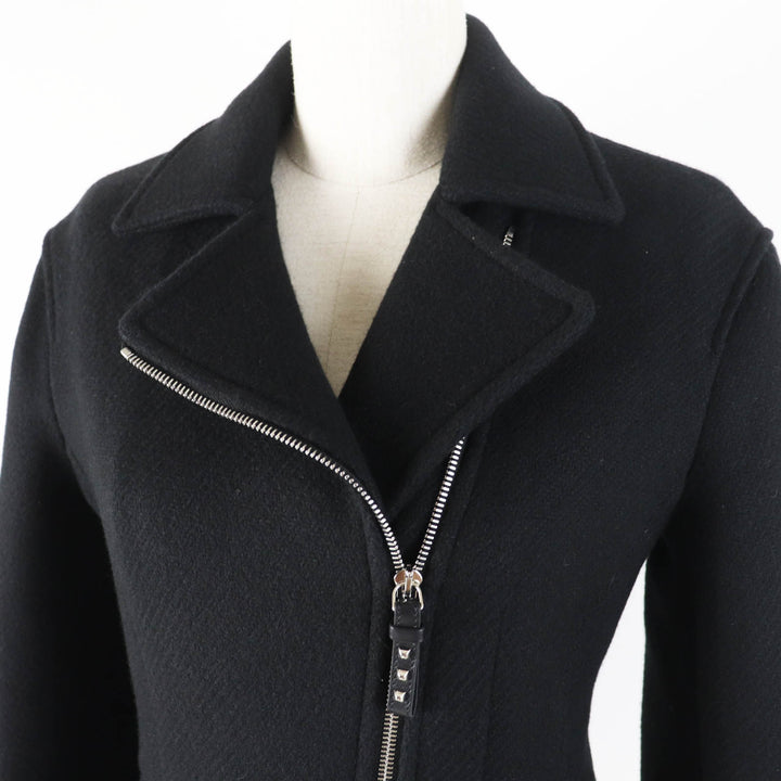 極美品◎HERMES エルメス 23AW 3H0208DW カシミヤ100％ 羊革 メドール金具 中綿入り ジャケット ブラック 34 仏製 正規品 レディース