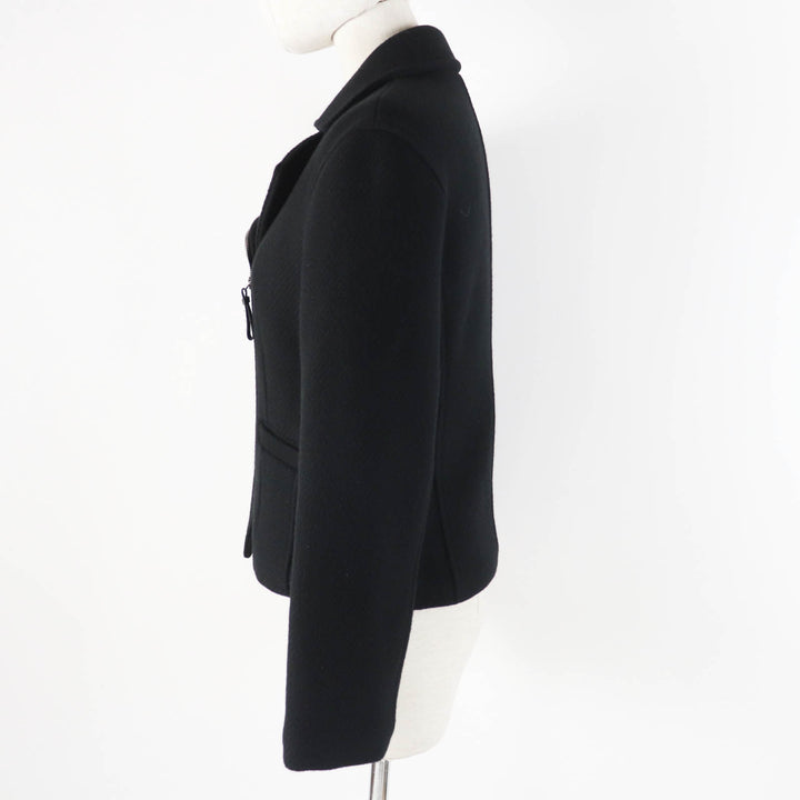 極美品◎HERMES エルメス 23AW 3H0208DW カシミヤ100％ 羊革 メドール金具 中綿入り ジャケット ブラック 34 仏製 正規品 レディース