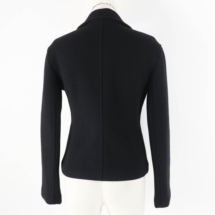 極美品◎HERMES エルメス 23AW 3H0208DW カシミヤ100％ 羊革 メドール金具 中綿入り ジャケット ブラック 34 仏製 正規品 レディース