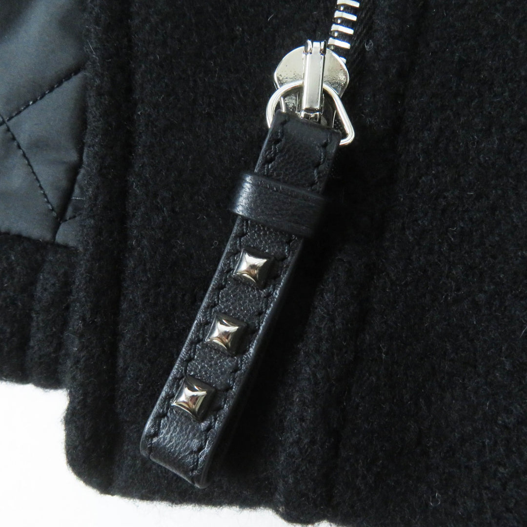 極美品◎HERMES エルメス 23AW 3H0208DW カシミヤ100％ 羊革 メドール金具 中綿入り ジャケット ブラック 34 仏製 正規品 レディース