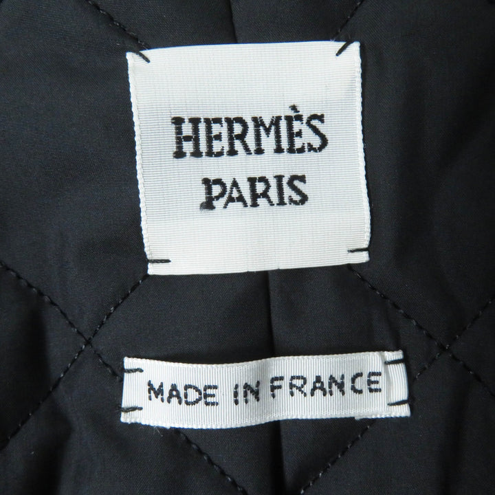 極美品◎HERMES エルメス 23AW 3H0208DW カシミヤ100％ 羊革 メドール金具 中綿入り ジャケット ブラック 34 仏製 正規品 レディース