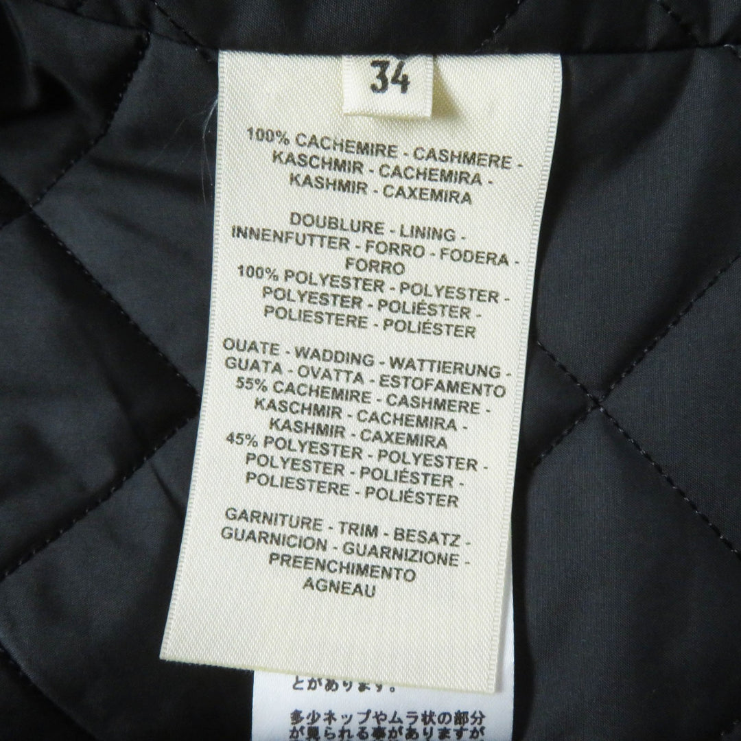 極美品◎HERMES エルメス 23AW 3H0208DW カシミヤ100％ 羊革 メドール金具 中綿入り ジャケット ブラック 34 仏製 正規品 レディース