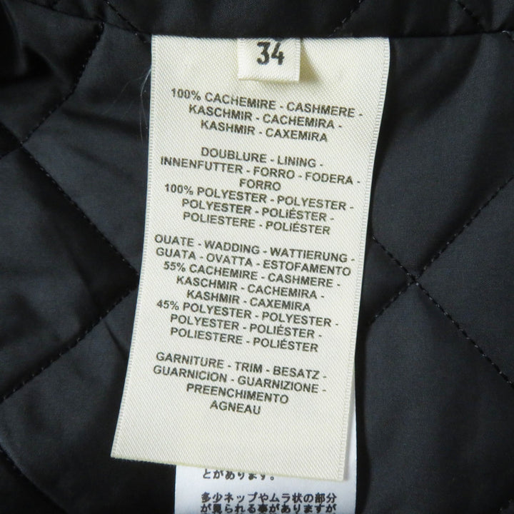 極美品◎HERMES エルメス 23AW 3H0208DW カシミヤ100％ 羊革 メドール金具 中綿入り ジャケット ブラック 34 仏製 正規品 レディース